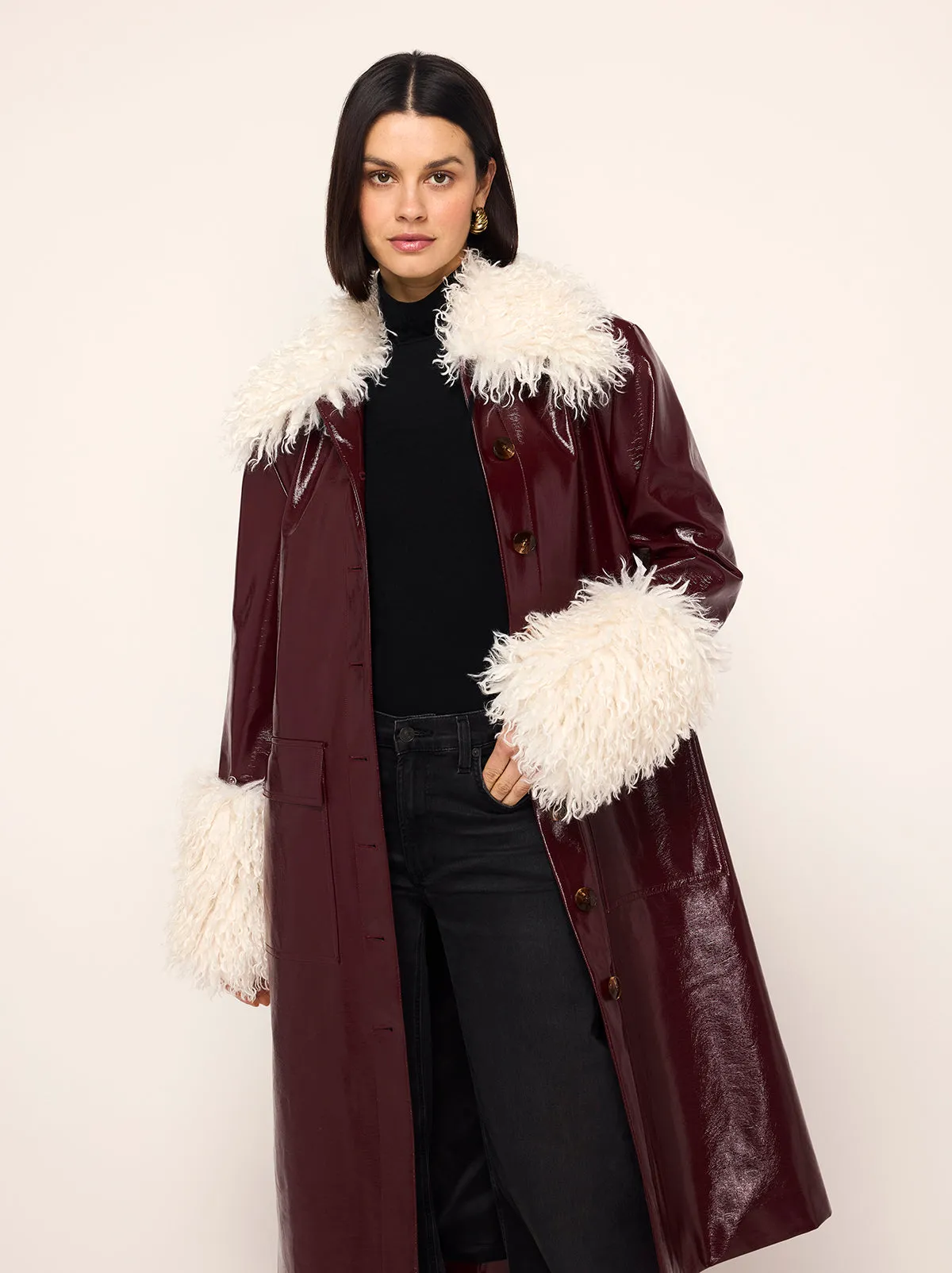 Simone Burgundy Vinyl Coat