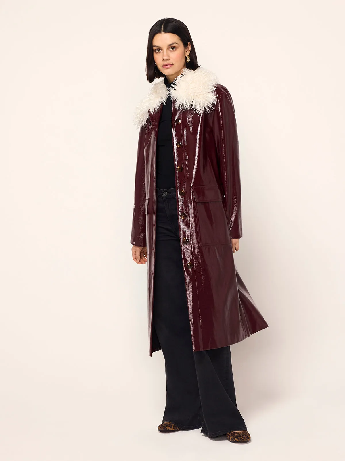 Simone Burgundy Vinyl Coat