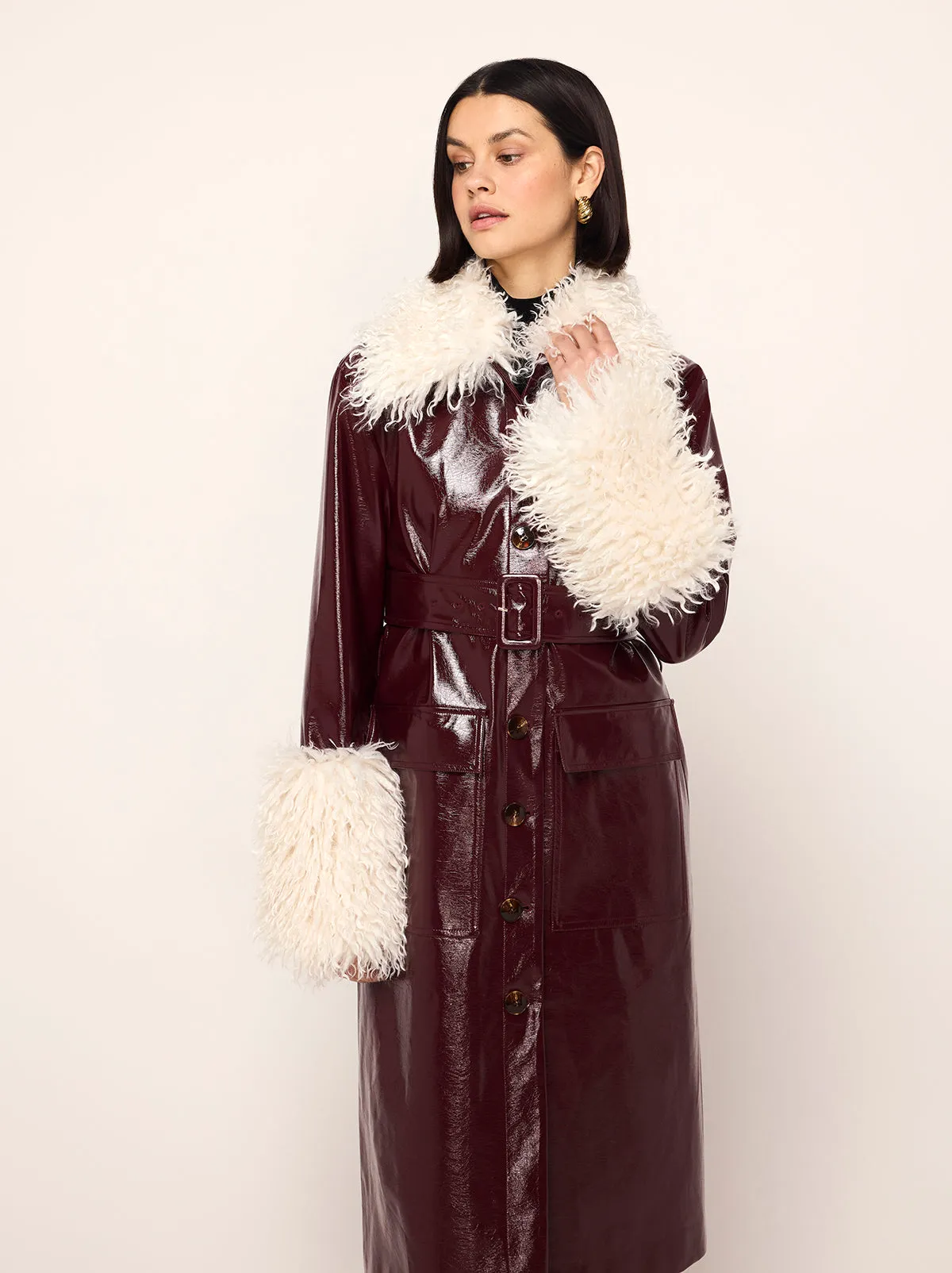 Simone Burgundy Vinyl Coat