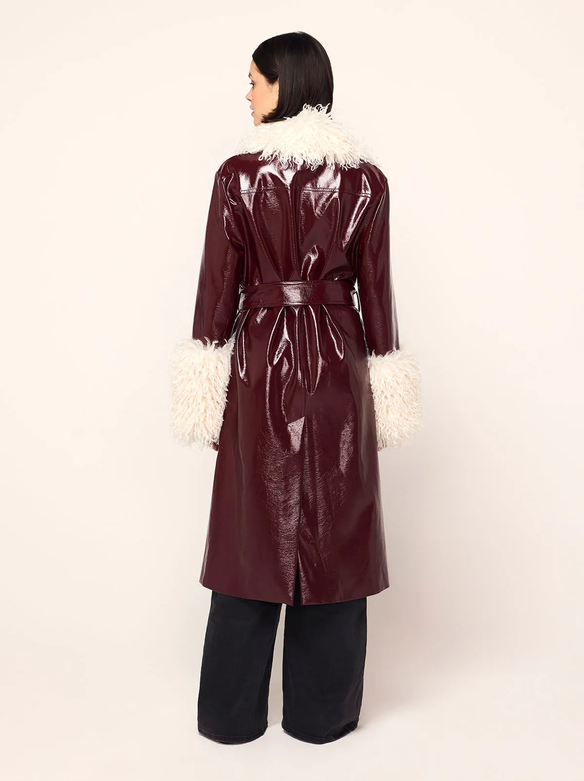 Simone Burgundy Vinyl Coat