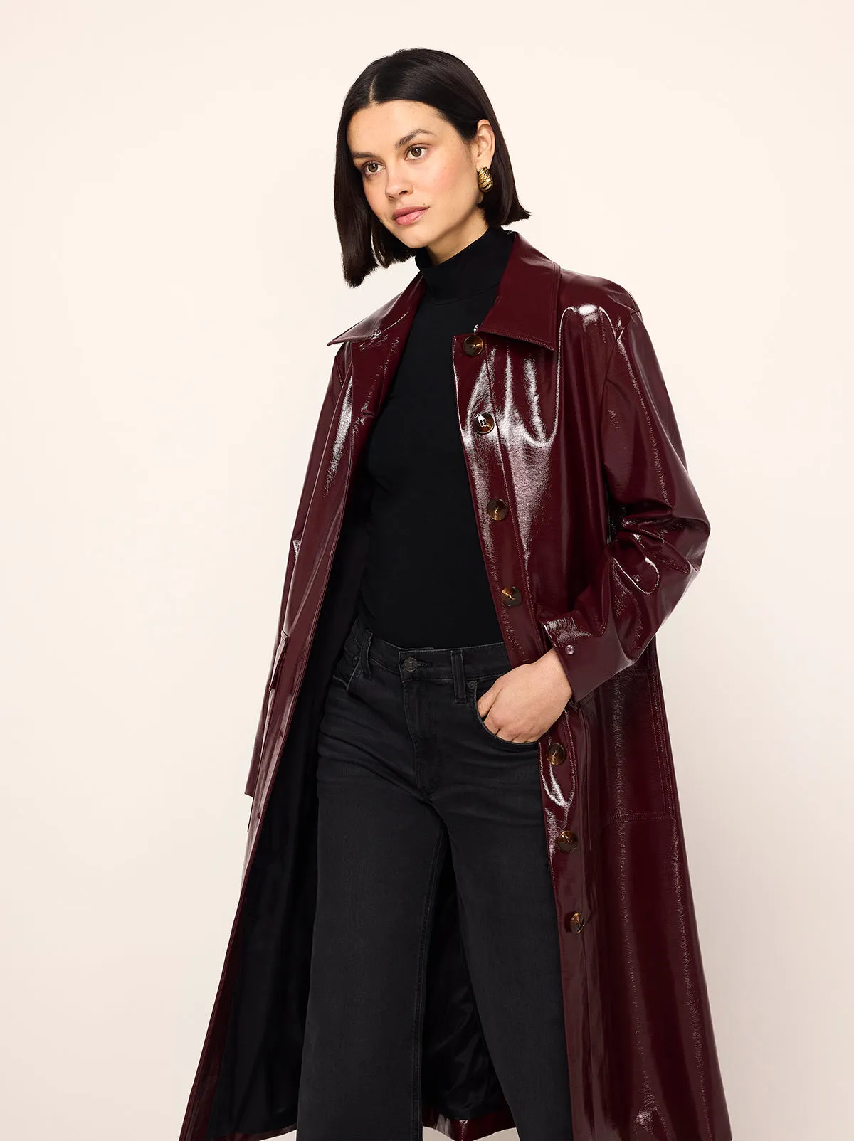 Simone Burgundy Vinyl Coat