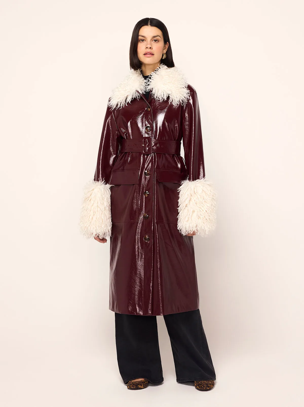 Simone Burgundy Vinyl Coat