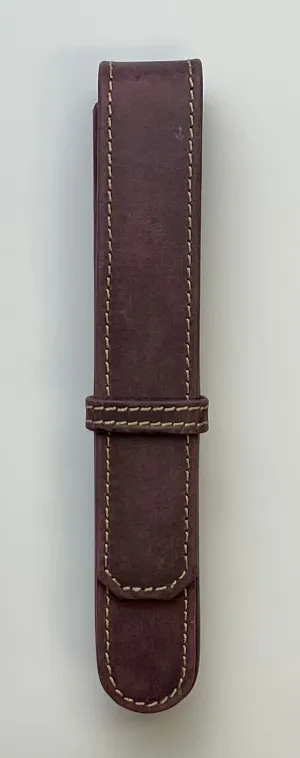 Single Pen Case - Burgundy leather