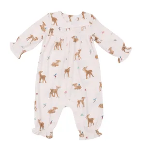 Soft Deer smocked romper