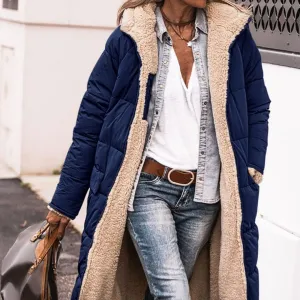 Solid Color Hooded Cotton Jacket Long Sleeve Double-sided Wear Slim Fit Elegant Cardigan Coat Top