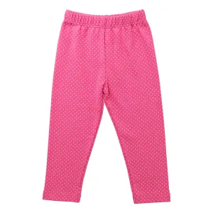 Straight Leggings- Dark Pink Bitty Dot