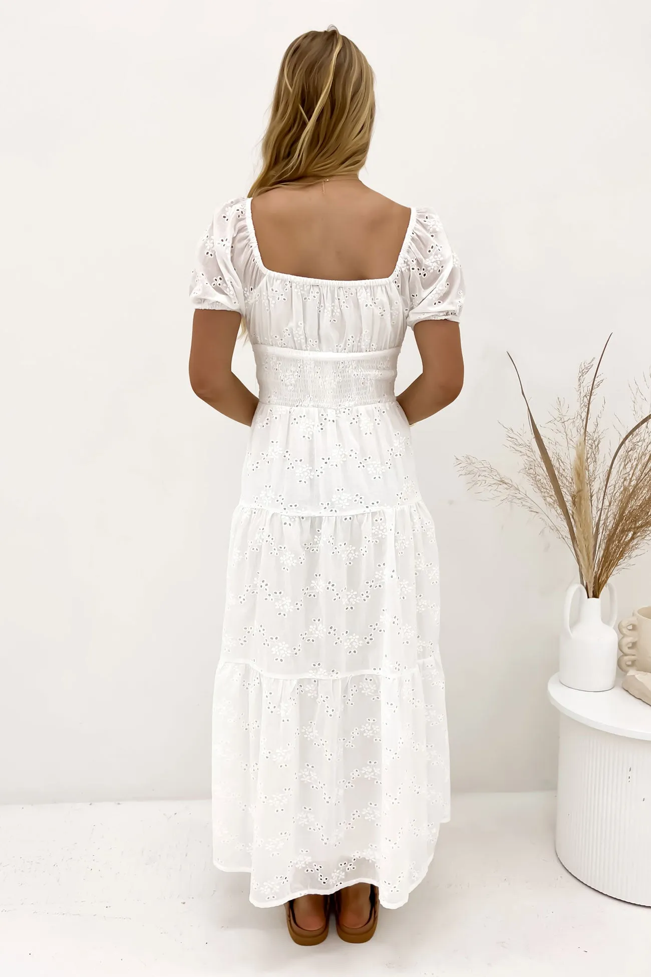 Sutton Broderie Maxi Dress Vintage White