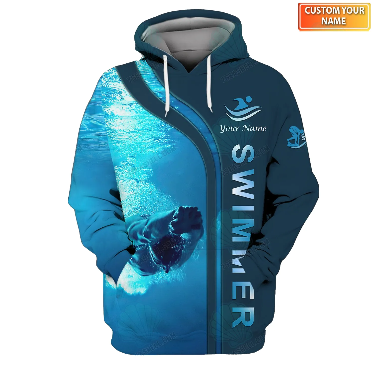 Swimming Custom Name 3D Shirts Swimmer Sweatshirt Zip Hoodie Christmas Shirts