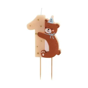 Teddy Bear Number 1 Birthday Candle