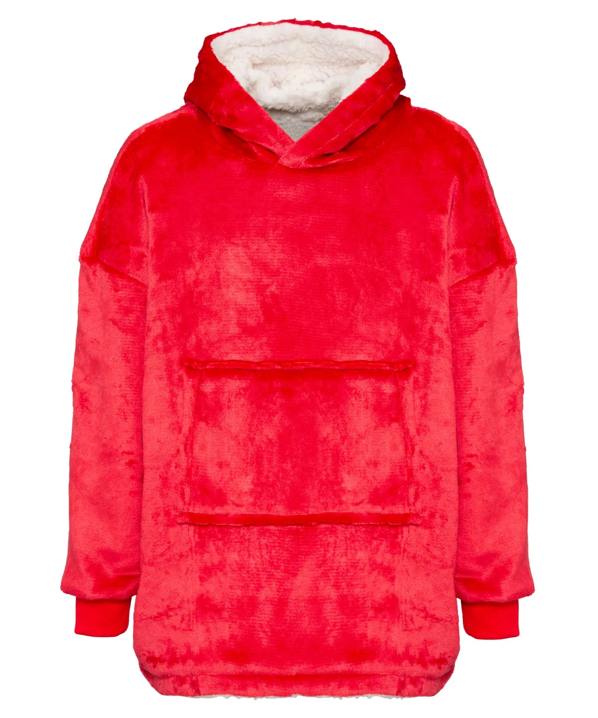 The Kids Ribbon oversized cosy reversible sherpa hoodie | Red