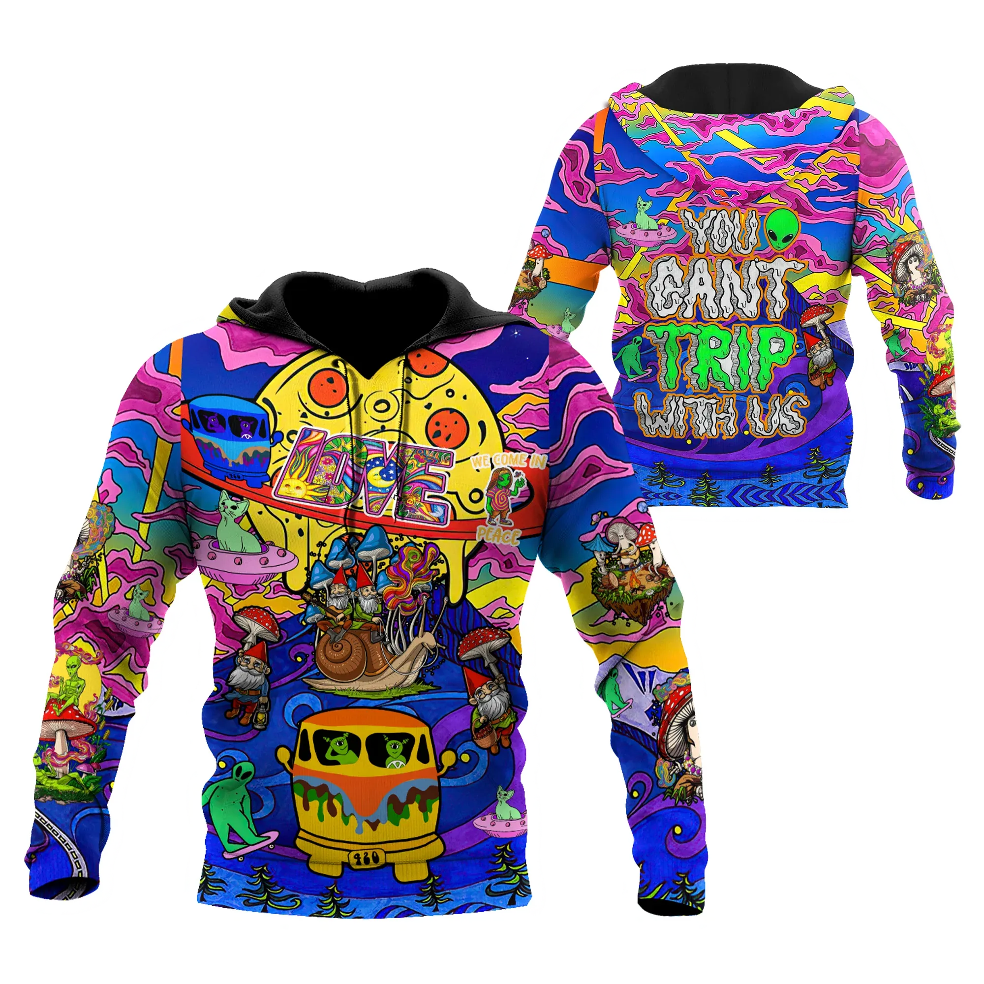 Trip To Galaxy Hippie Guys Hoodie For Men And Women We Come In Peace Hippie Hoodies