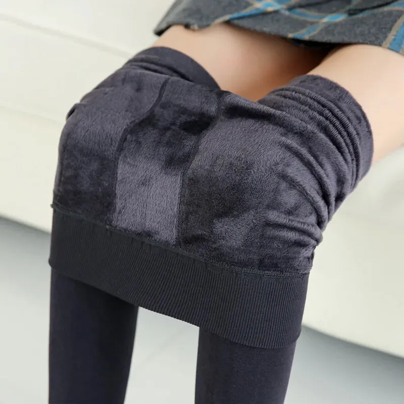 Women Leggings Winter Warm Thicken Velvet Elastic High Waist Leggings Fleece Casual Solid Tights Skinny Sexy Body Socks Leggins