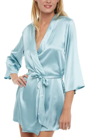 Women's Satin Robe with Pockets, Belt Loops, Short, Above the Knee Length