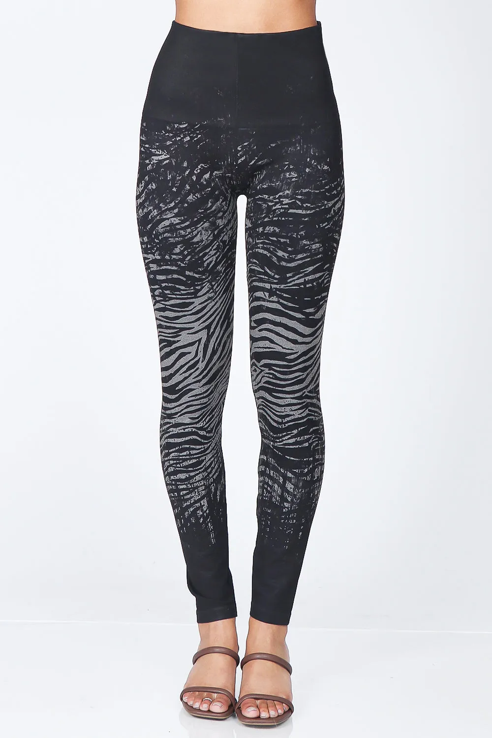 Zebra Print Distressed Ombre Leggings