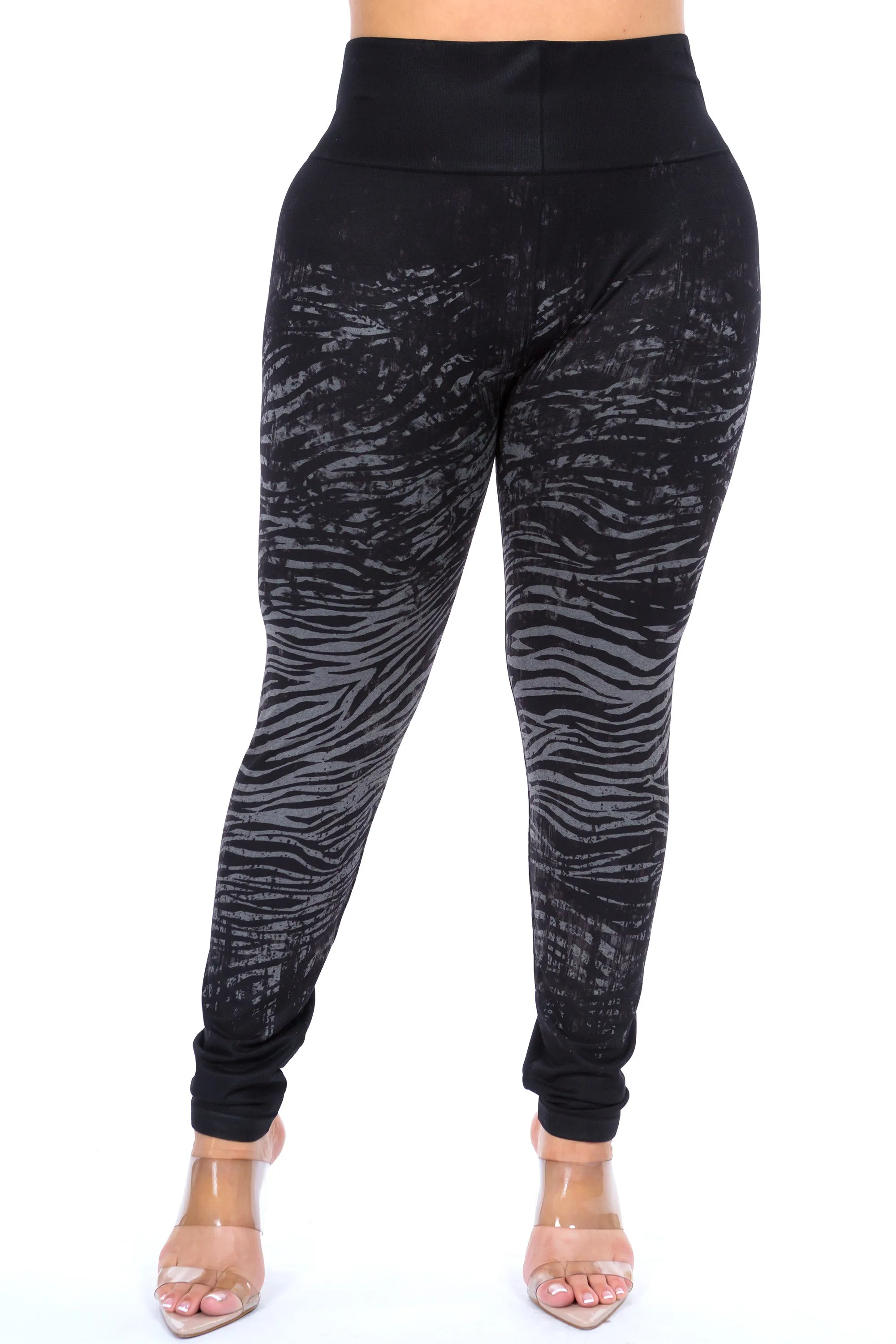 Zebra Print Distressed Ombre Leggings