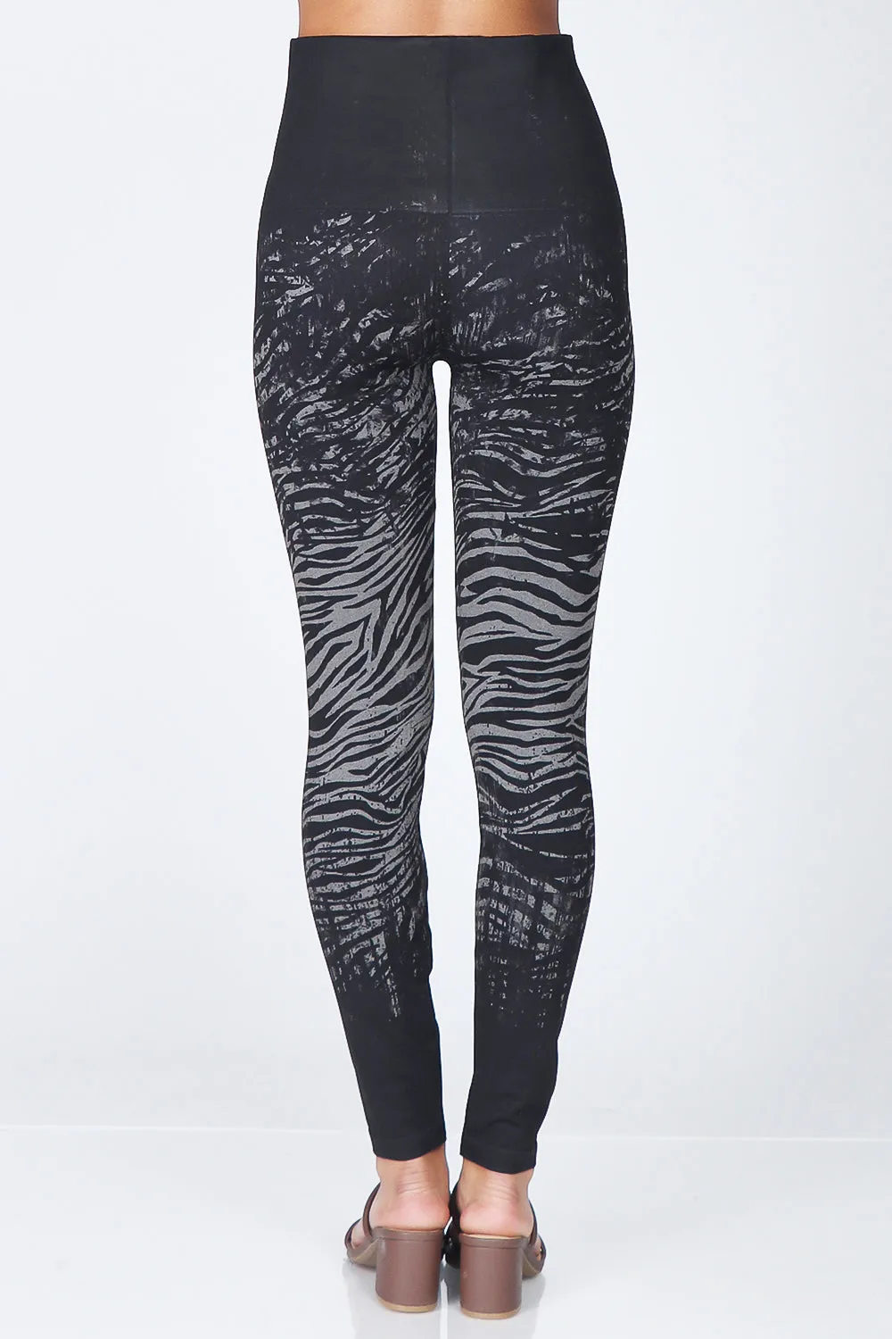 Zebra Print Distressed Ombre Leggings